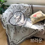 감성 패브릭 러그 캠핑 차박 블랭킷 소파 담요 브라운